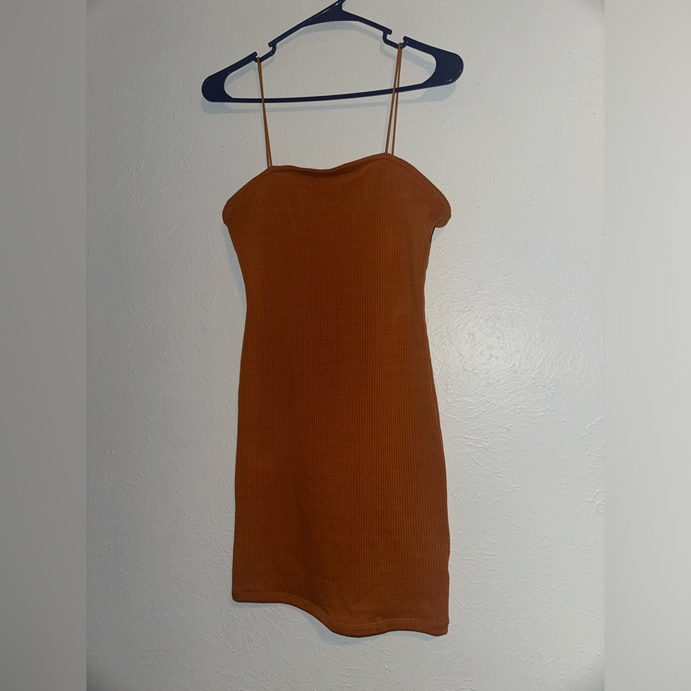 Solid Casual Orange Mini Dress